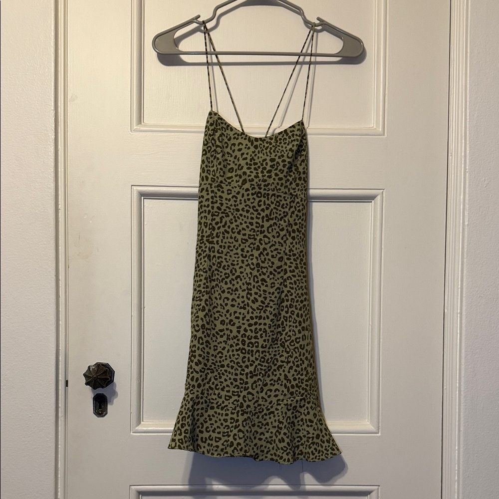 Zara Green Leopard Print Mini Dress